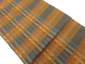 ふくれ織縞に横段模様織出し名古屋帯